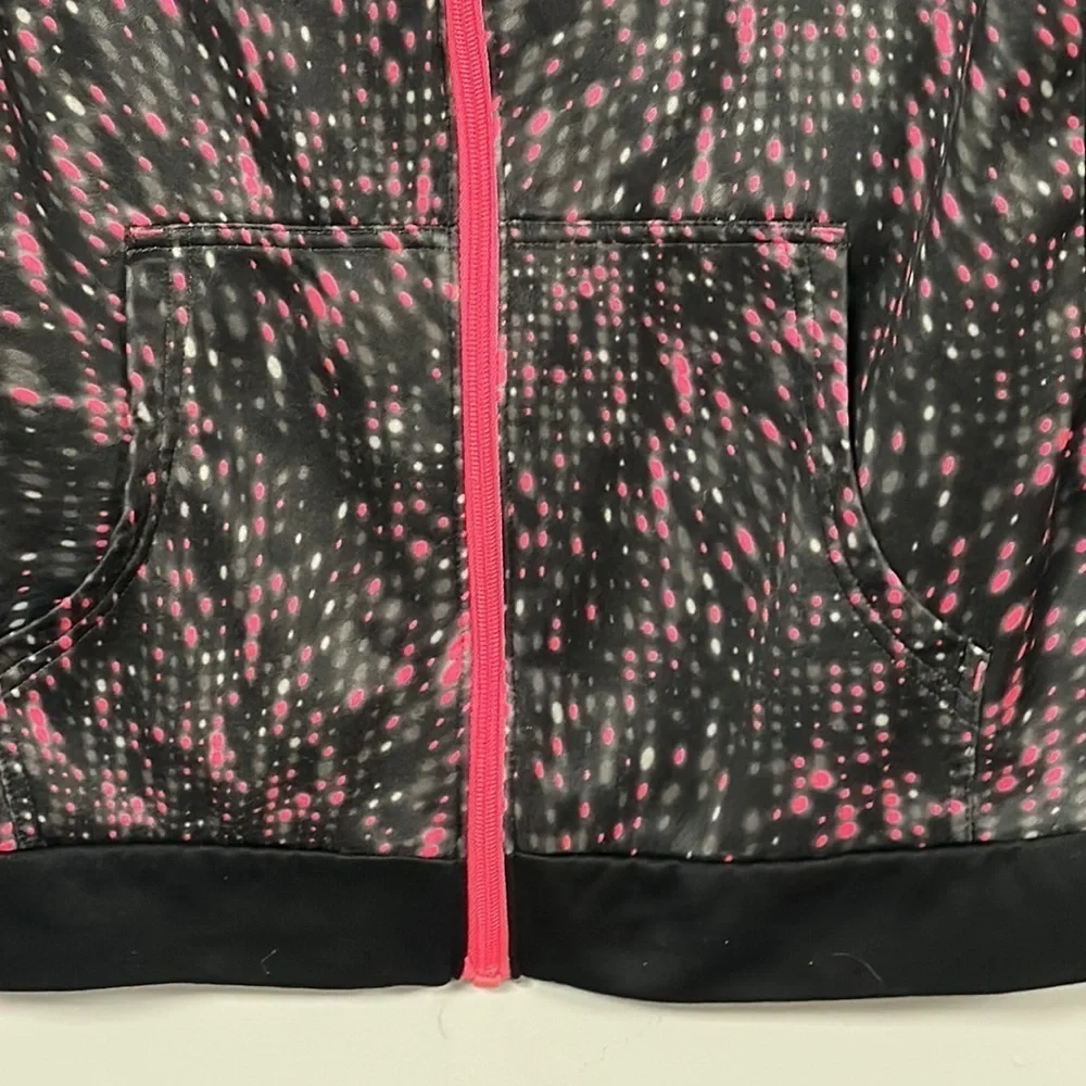 CHAMPION TEEN HOODED FULL ZIP JACKET LIGHTWEIGHT, BLACK & PINK, X L(14-16)